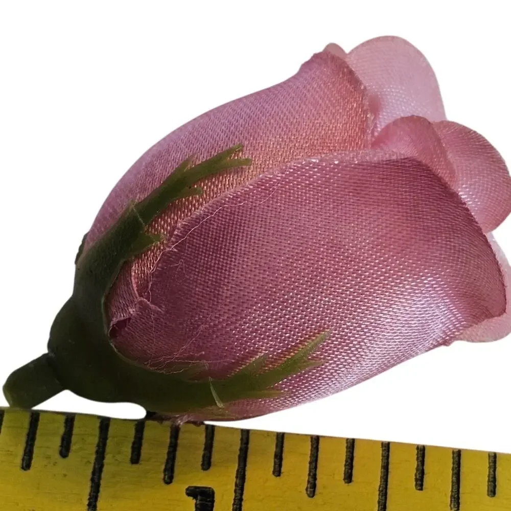 50 Pink Satin Rose Buds Stemless Wedding Floral Craft DIY 2 inch Flowers